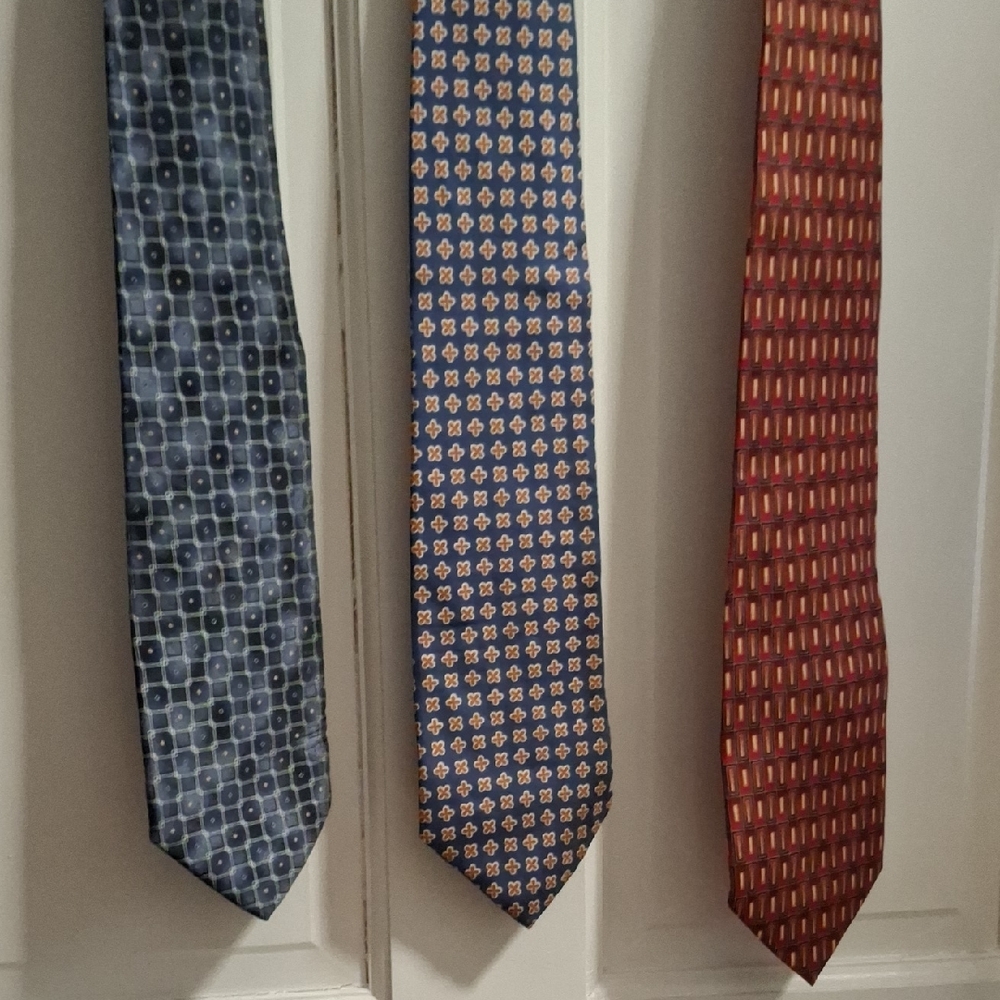 3 Geometric Ties 100% Silk